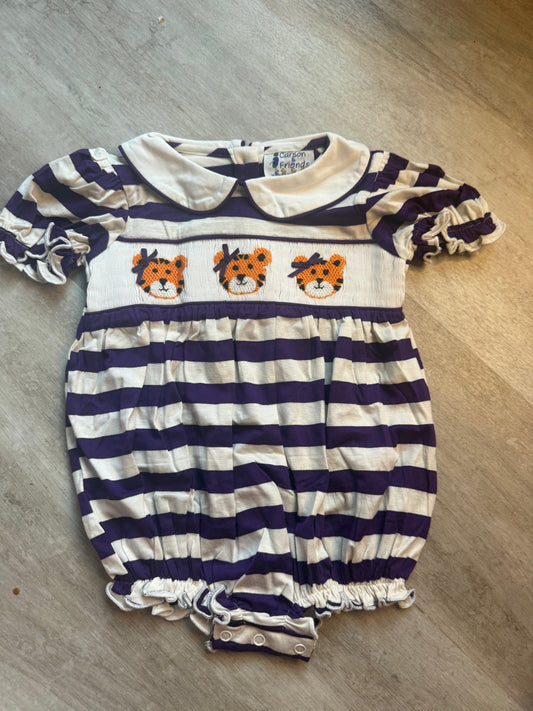Carson and Friends Smocked Tigers Bubble- Orange Tigers