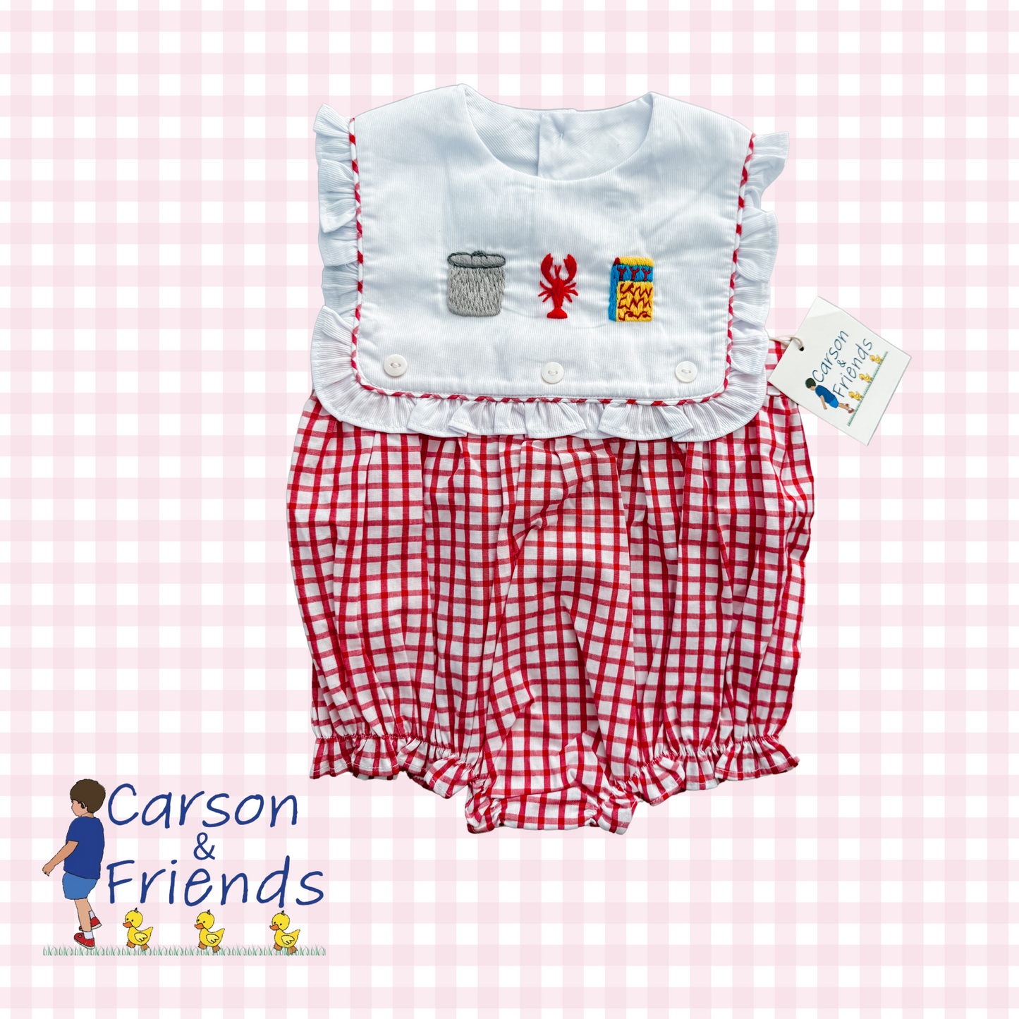 Carson and Friends Hand Embroidered Crawfish Boil Ruffle Bubble