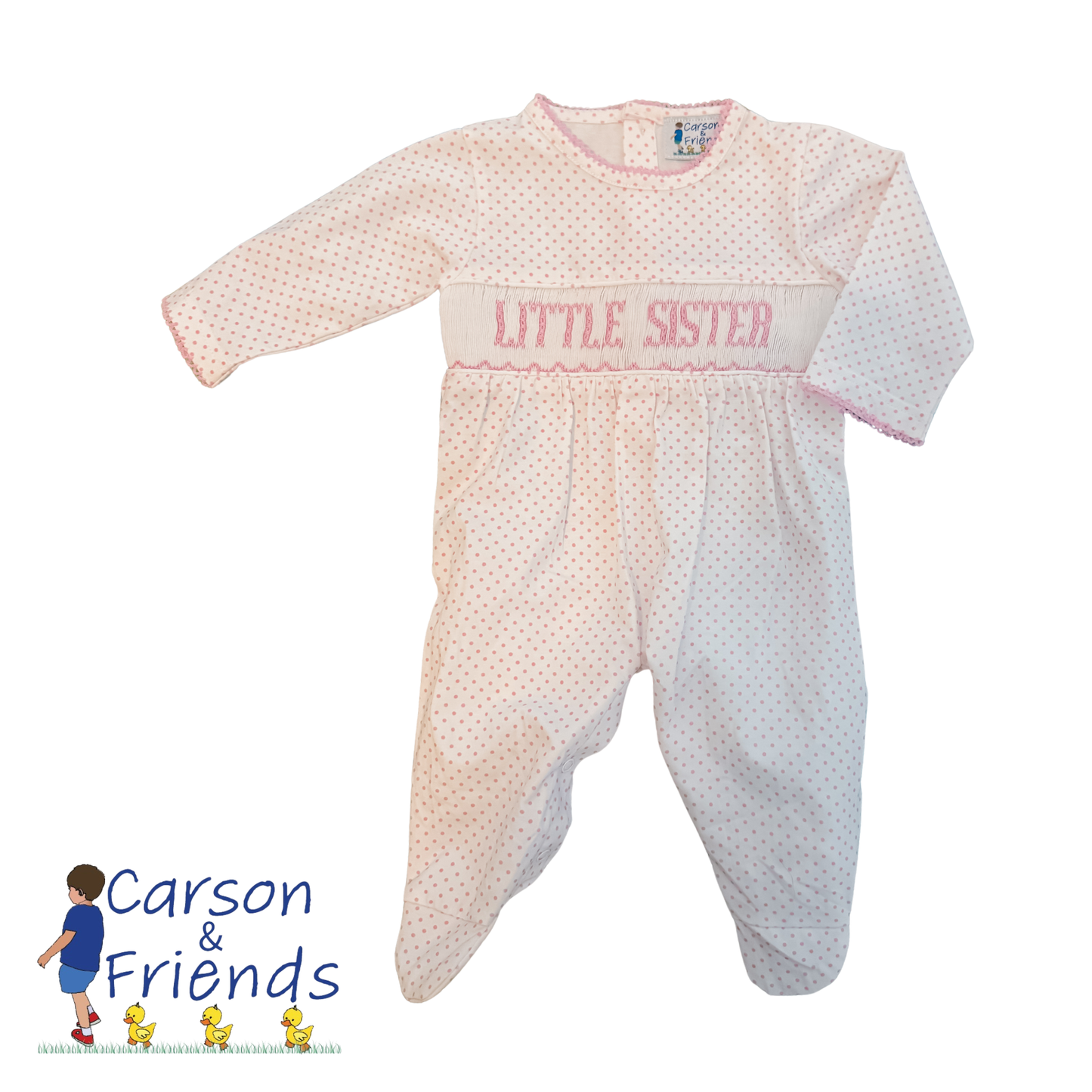Carson and Friends “Little Sister” Smocked Footie