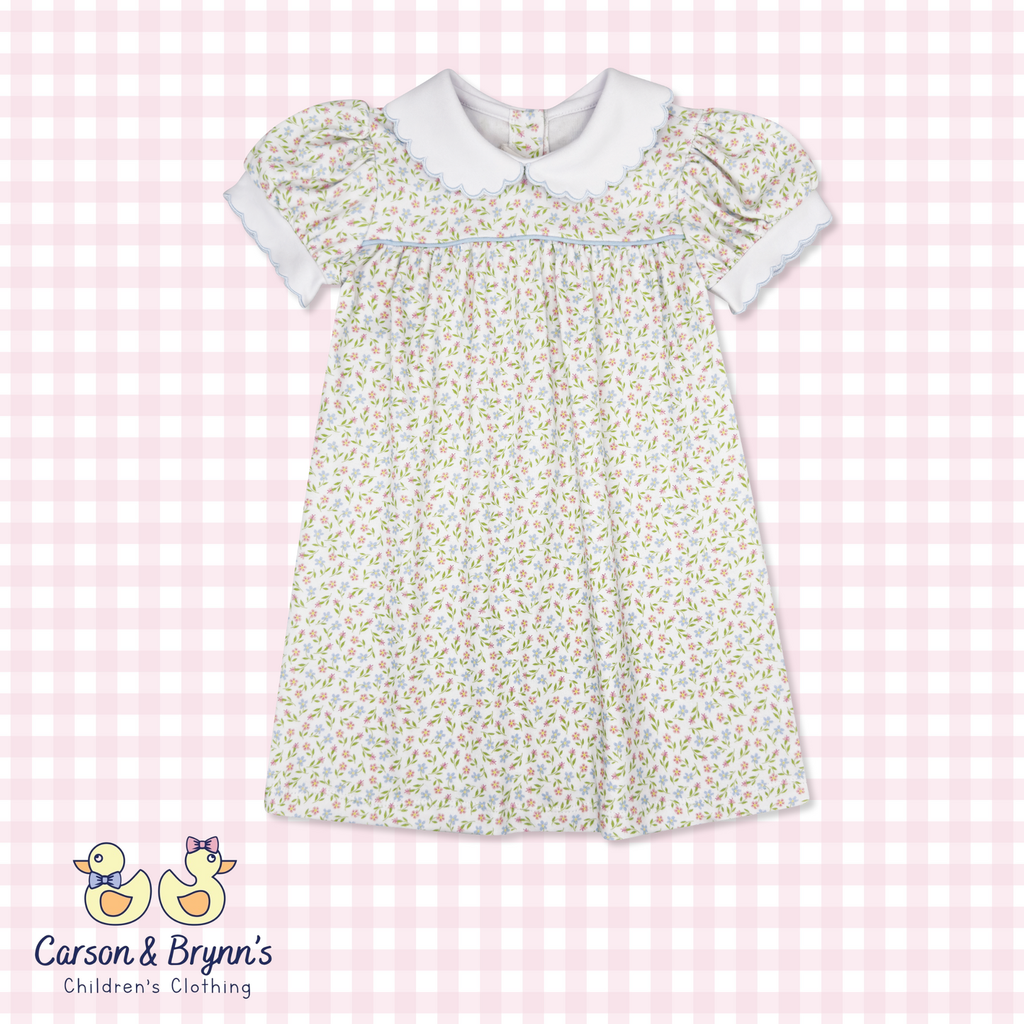 Lullaby Set Special Moments Dress - Fairhope Floral, Bluffton Blue