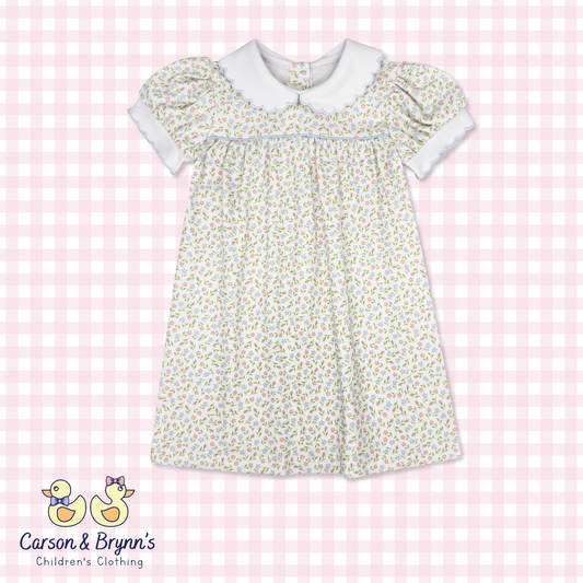 Lullaby Set Special Moments Dress - Fairhope Floral, Bluffton Blue