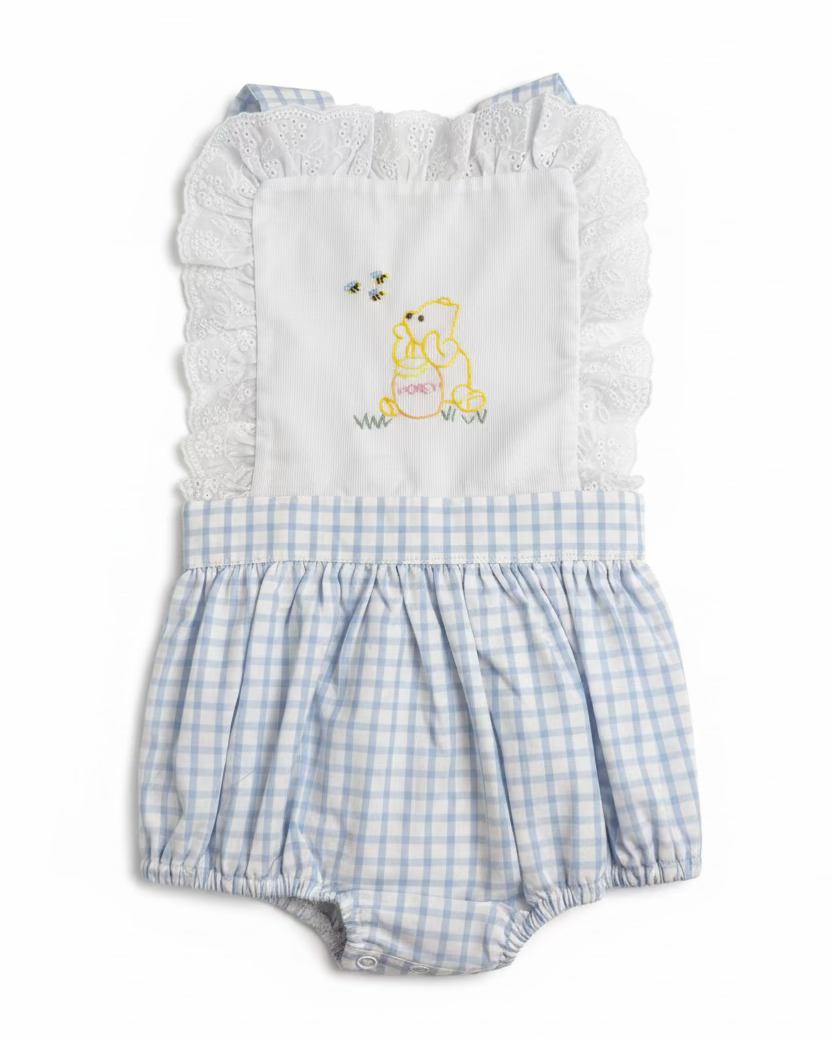Carson and Friends Honey Bear Hand Embroidered Sunsuit