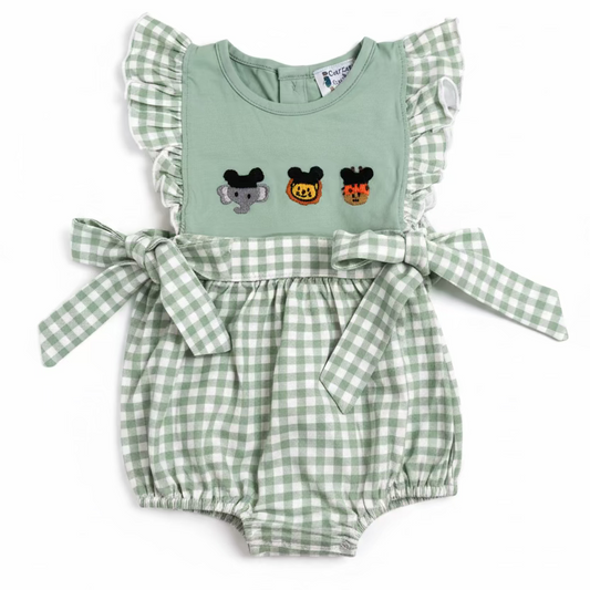 Carson and Friends Hand Embroidered Safari Bubble- Girls