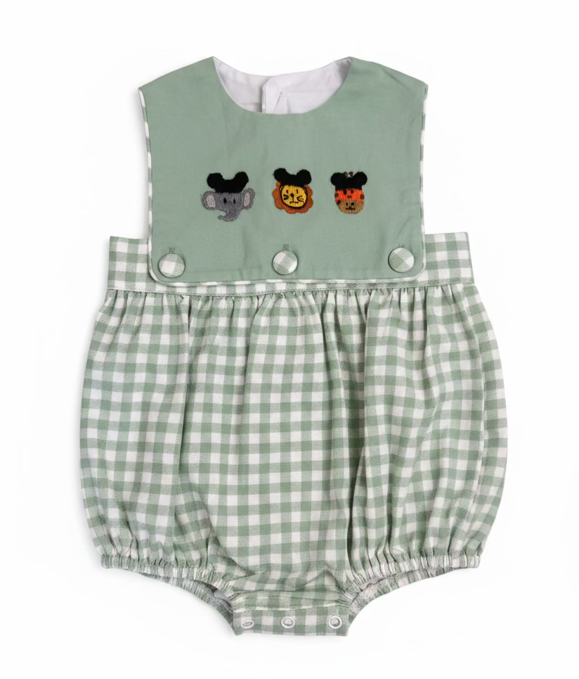 Carson and Friends Hand Embroidered Safari Bubble- Boys