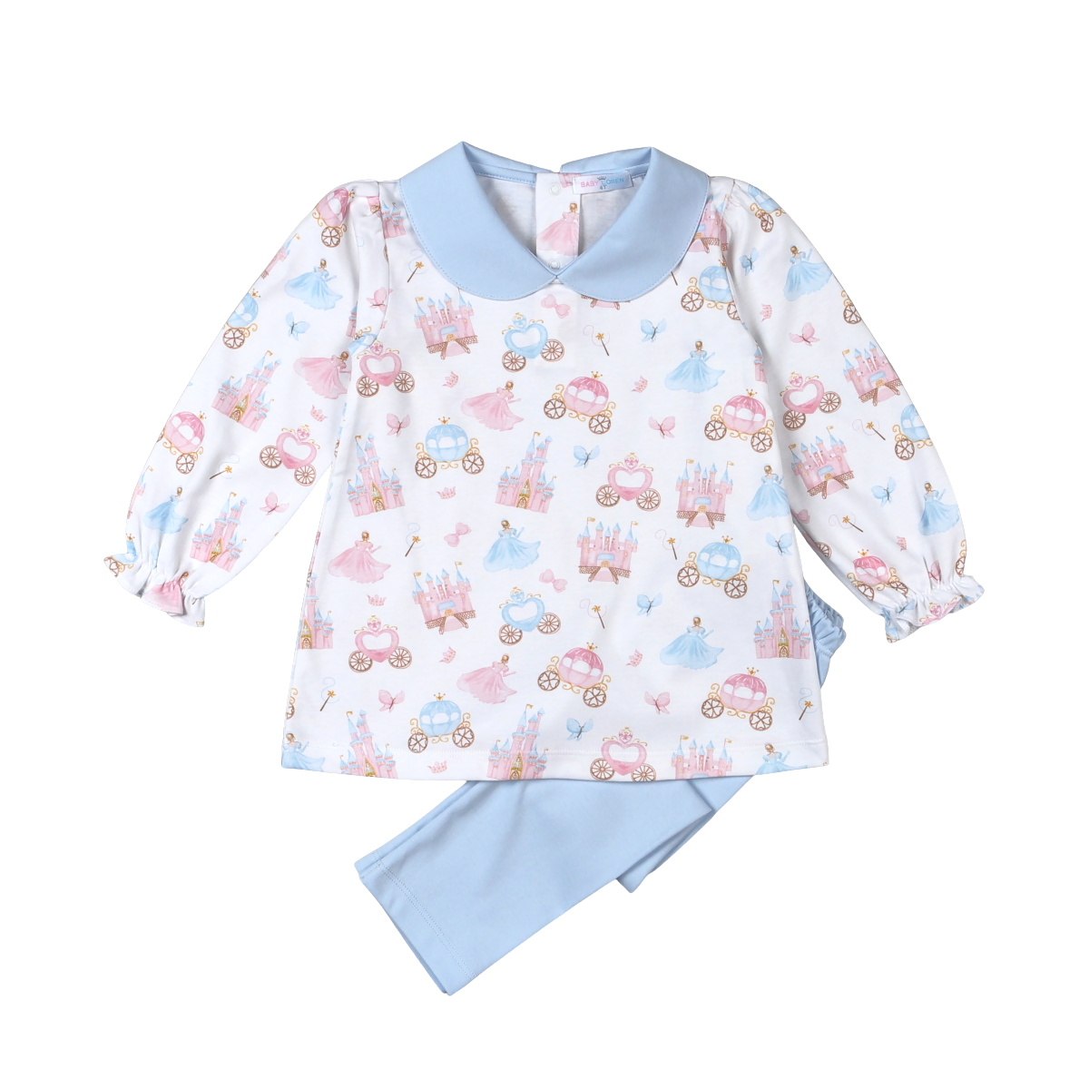 Baby Loren Princess and Castles Floral Pima Pant Set