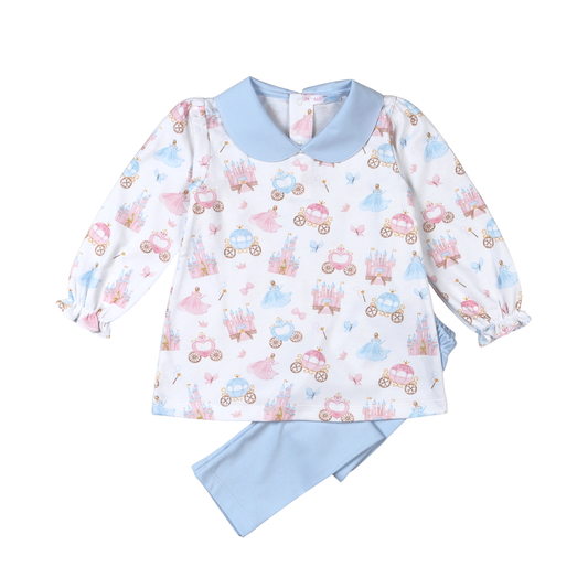 Baby Loren Princess and Castles Floral Pima Pant Set