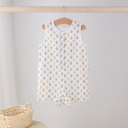 Nola Tawk Black and Gold Fleur de Lis Organic Muslin Shortall