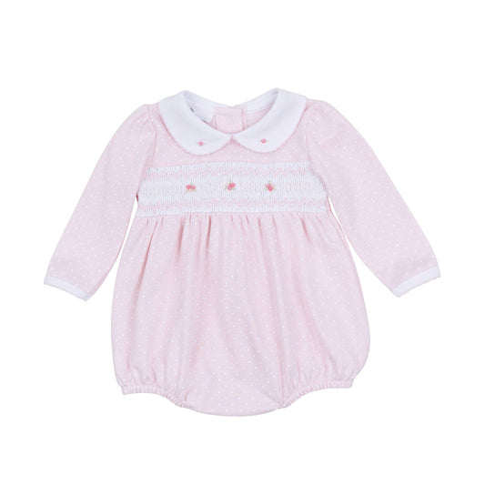 Magnolia Baby - Mia's Classics Smocked Long Sleeve Bubble - Pink