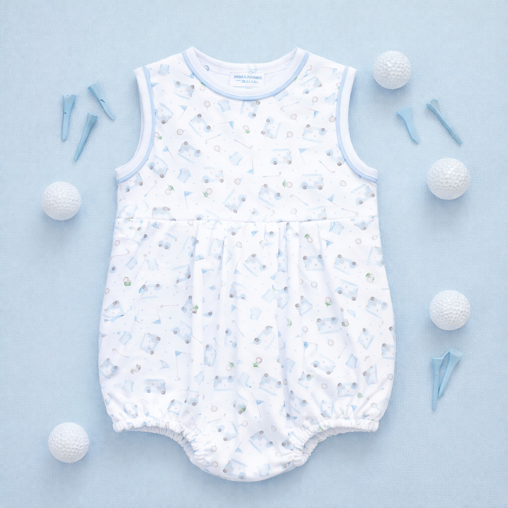 Magnolia Baby - Little Golfer Print Bubble - Light Blue