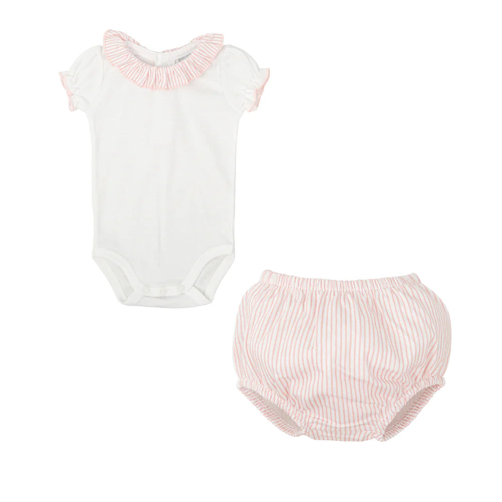 Babidu Girls Onesie and Bloomers Pink Stripe