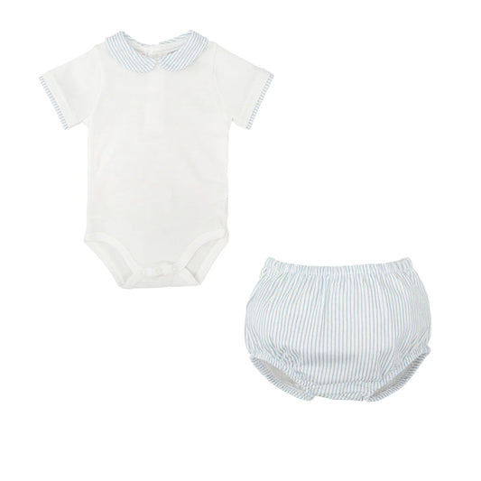 Babidu Onesie and Bloomer Set Blue Stripe