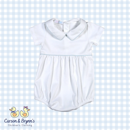 Baby Loren White Bubble with Blue Trim