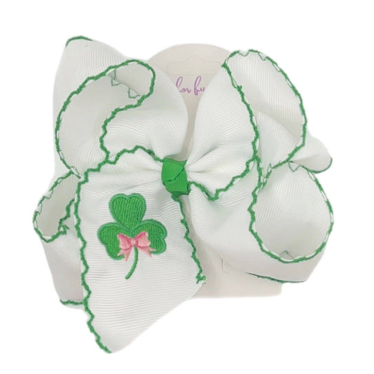 Just For Fun Threads - Shamrock Embroidered Hair Bow
