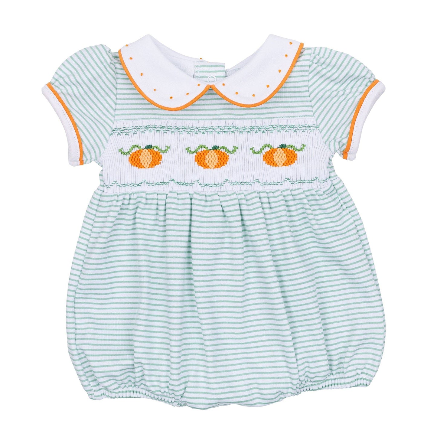 Magnolia Baby - Lil' Pumpkin Classics Smocked Short Sleeve Girl Bubble