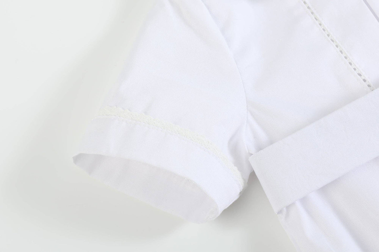 Lil Cactus - White Collared Button Romper with Bonnet