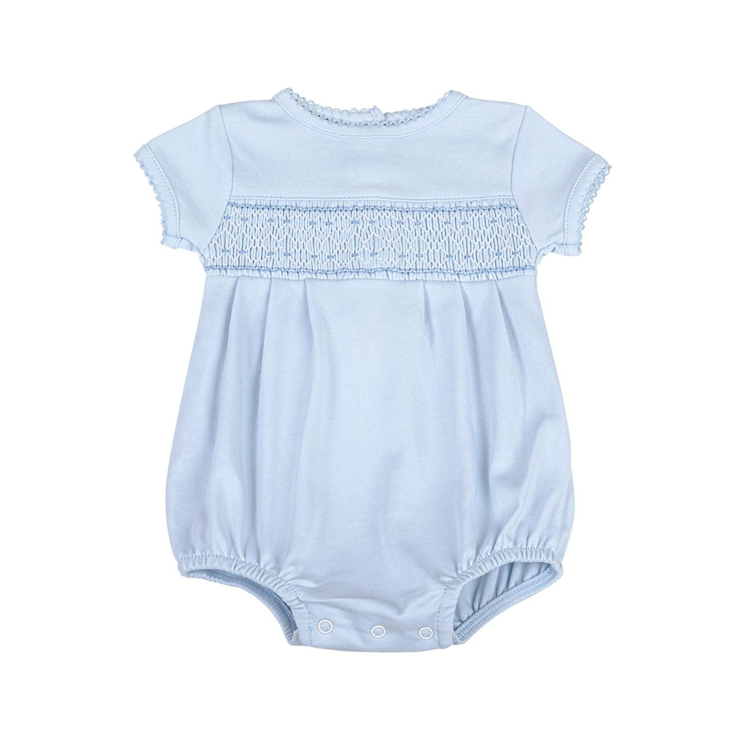 Magnolia Baby - Baby Blue Smocked Short Sleeve Bubble