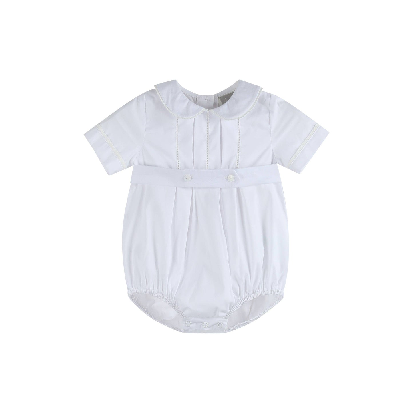 Lil Cactus - White Collared Button Romper with Bonnet