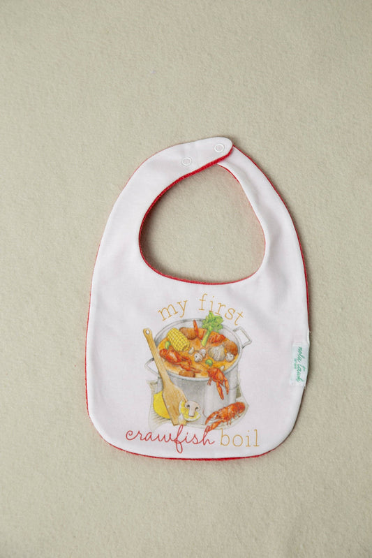 Nola Tawk - My First Crawfish Boil Organic Cotton Baby Bib