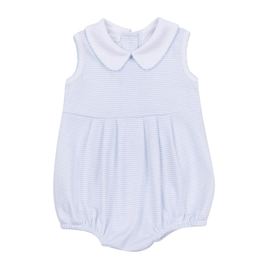 Magnolia Baby Mini Stripes Collared Sleeveless Bubble - Blue