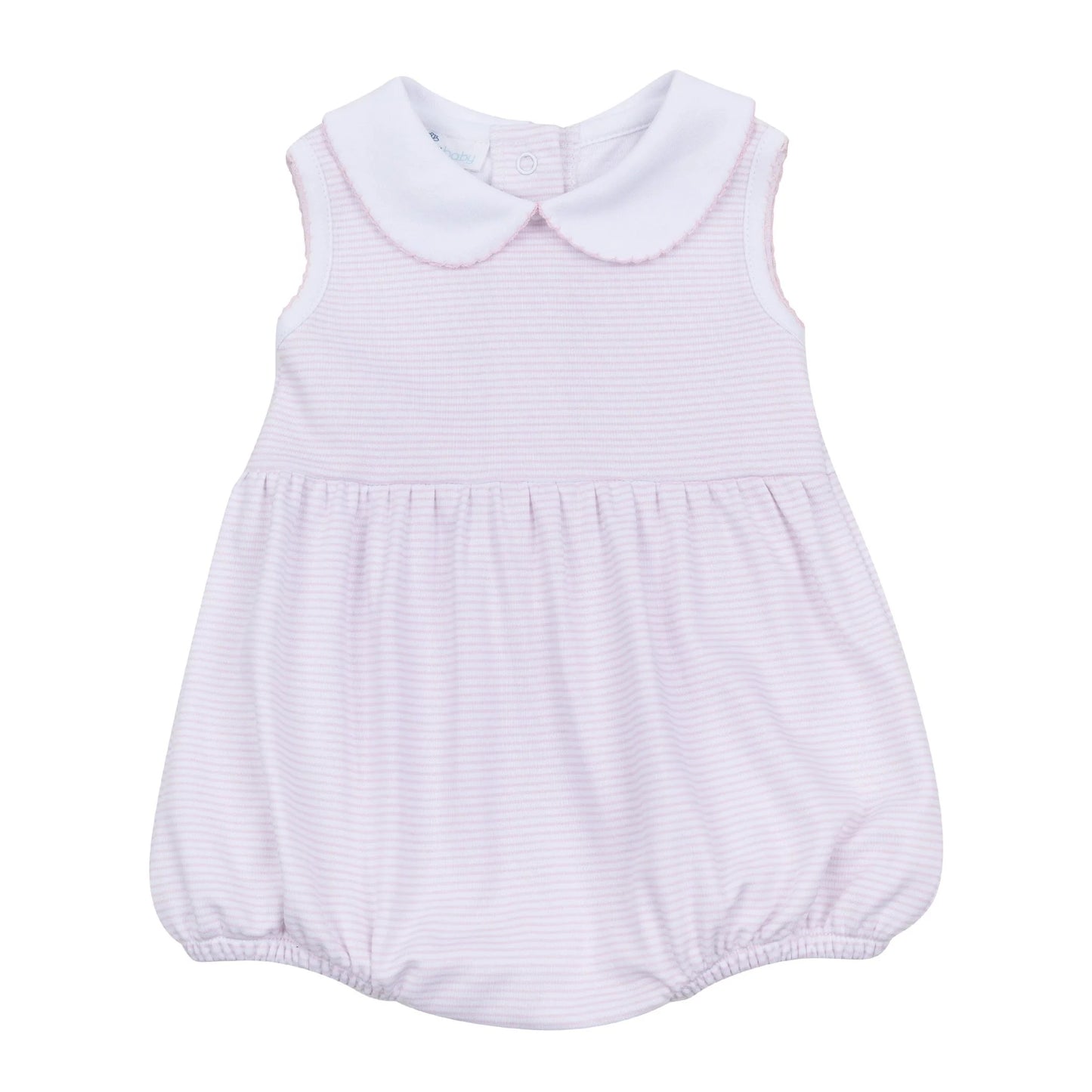 Magnolia Baby Mini Stripes Sleeveless Collared Bubble Pink