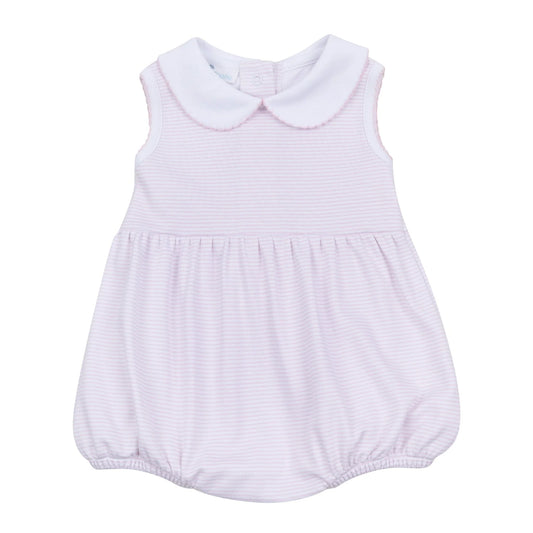 Magnolia Baby Mini Stripes Sleeveless Collared Bubble Pink