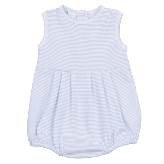 Mini Stripes Ruffle Sleeveless Bubble -Blue